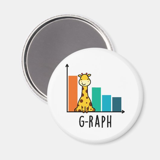G-raph Funny Giraffe Graph Pun Magnet (Vorderseite/Rückseite)