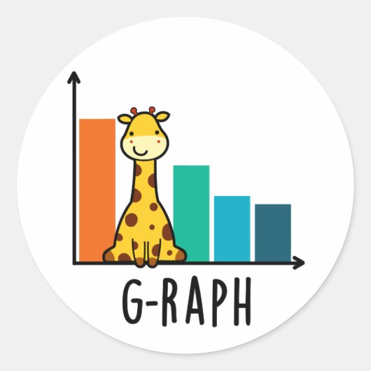 G-raph Funny Giraffe Graph Pun Runder Aufkleber (Vorderseite)