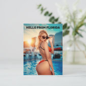 G-STRING BIKINI GIRL HELLO VON FLORIDA POSTCARDS POSTKARTE (Stehend Vorderseite)