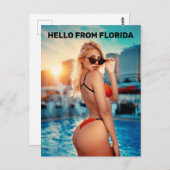 G-STRING BIKINI GIRL HELLO VON FLORIDA POSTCARDS POSTKARTE (Vorne/Hinten)