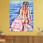 G-STRING BIKINI SURFER MÄDCHEN LEINWAND ART DRUCK (Insitu (Wohnzimmer))