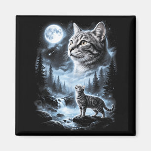 G Tabby Katze Heult Den Mond An 90er Retro Magnet