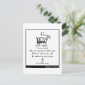 G war eine Ziege Postkarte (Stehend Vorderseite)