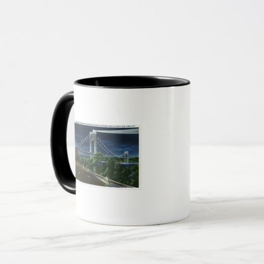 G. Washington Bridge, Hudson bei Nacht Tasse (Vorderseite Links)