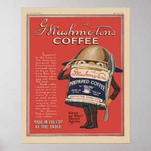 G Washington Instant Coffee WW1 Vintag Patriotic Poster
