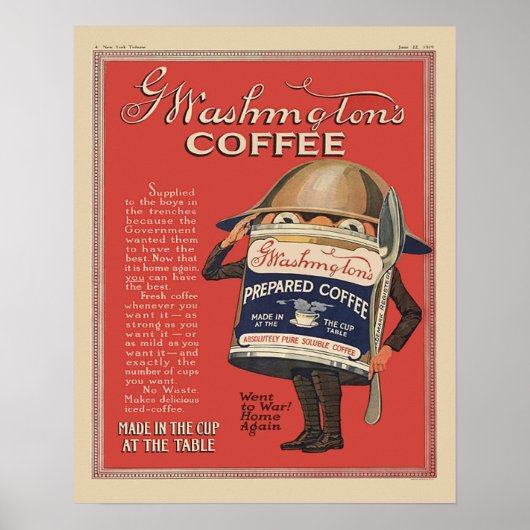 G Washington Instant Coffee WW1 Vintag Patriotic Poster (Vorne)