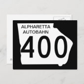 GA 400 "Alpharetta Autobahn" Postkarte (Vorne/Hinten)