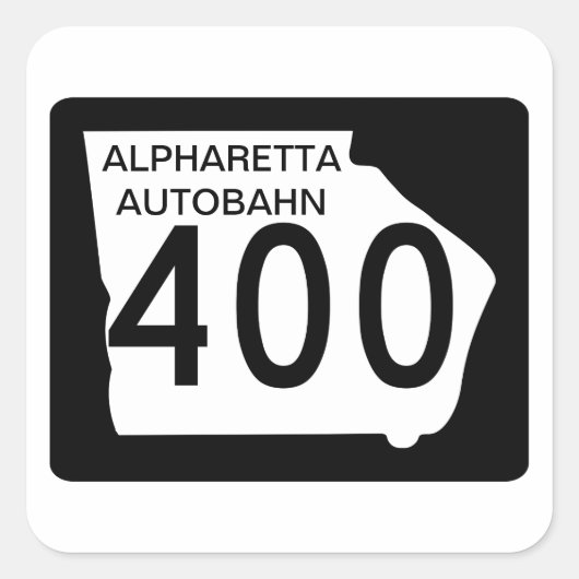 GA 400 "Alpharetta Autobahn" Quadratischer Aufkleber (Vorderseite)