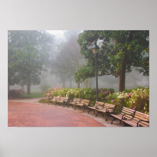 GA Savannah, Azaleen entlang Ziegelweg und Poster (Vorne)