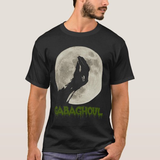 Gabaghoul Funny Hand Moon Halloween T-Shirt (Vorderseite)