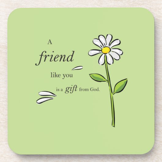 Gabe eines Freundes Gottes, Daisy auf Grün, Religi Getränkeuntersetzer (Vorderseite)