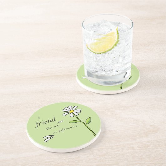 Gabe eines Freundes Gottes, Daisy auf Grün, Religi Sandstein Untersetzer (Seite)