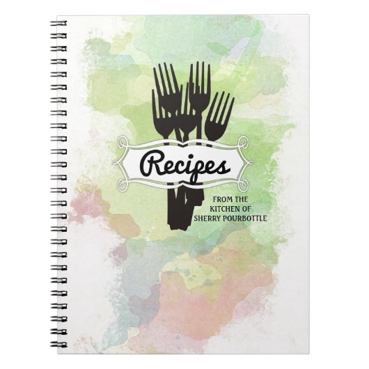 Gabel Aquarell Koch Catering Kochen Notizblock (Vorderseite)