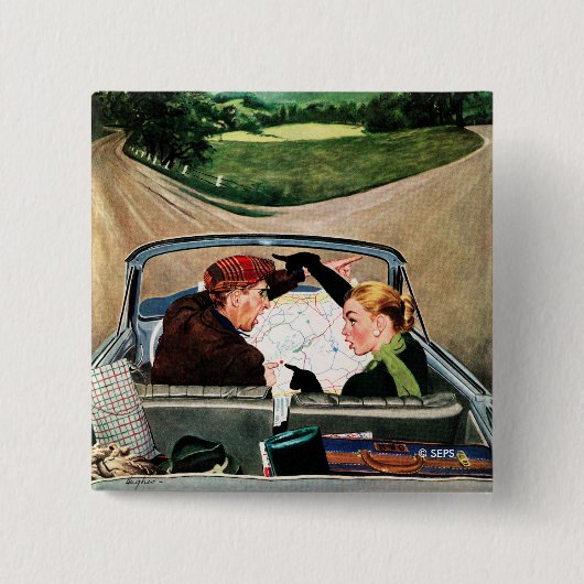 Gabel auf der Straße Button (Vorderseite)