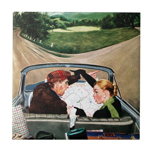 Gabel auf der Straße Fliese (Vorderseite)