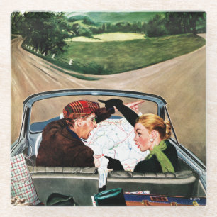 Gabel auf der Straße Glasuntersetzer