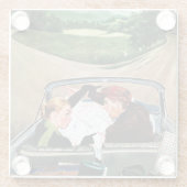 Gabel auf der Straße Glasuntersetzer (Rückseite)