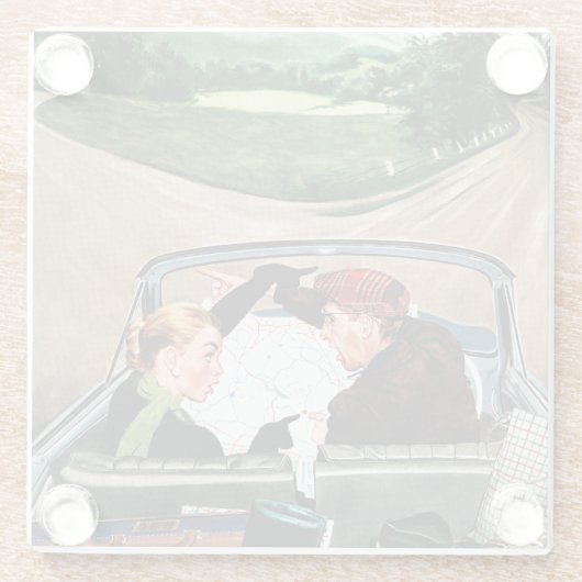 Gabel auf der Straße Glasuntersetzer (Rückseite)