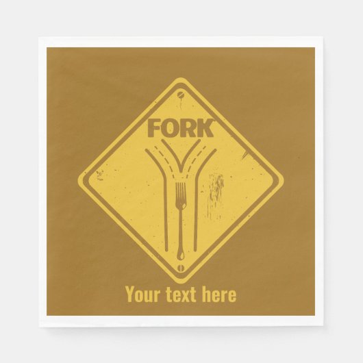 Gabel auf der Straße lustiges Verkehrszeichen Serviette (Vorderseite)