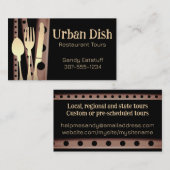 Gabel gestopft Tomatenlöffel Messer Dinin Catering Visitenkarte (Vorne/Hinten)