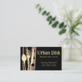 Gabel gestopft Tomatenlöffel Messer Dinin Catering Visitenkarte (Stehend Vorderseite)