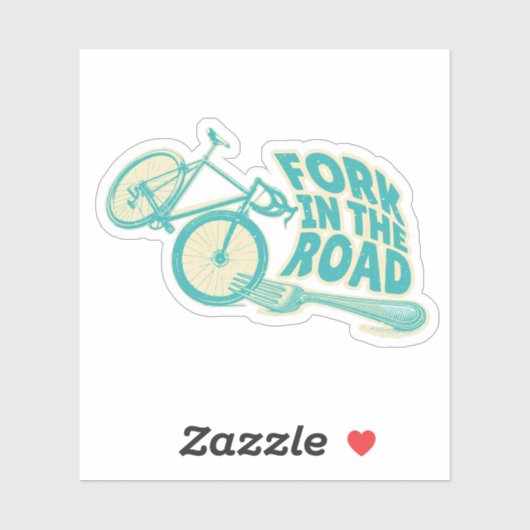 Gabel in der Straße Funny Fahrrad Aufkleber (Blatt)