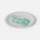 Gabel in der Straße Funny Fahrrad Pappteller (Schrägansicht)