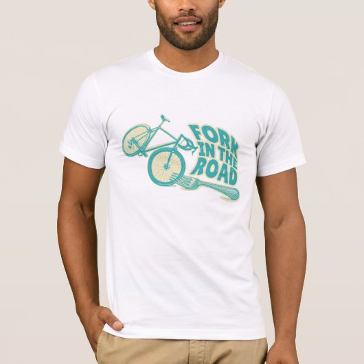 Gabel in der Straße Funny Fahrrad T-Shirt (Vorderseite)