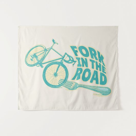 Gabel in der Straße Funny Fahrrad Wandteppich (Vorderseite (Horizontal))