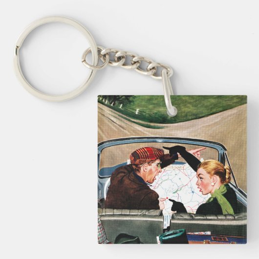 Gabel in der Straße Schlüsselanhänger (Vorderseite)