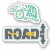 Gabel in der Straße typografische Kunst Aufkleber (Vorderseite)