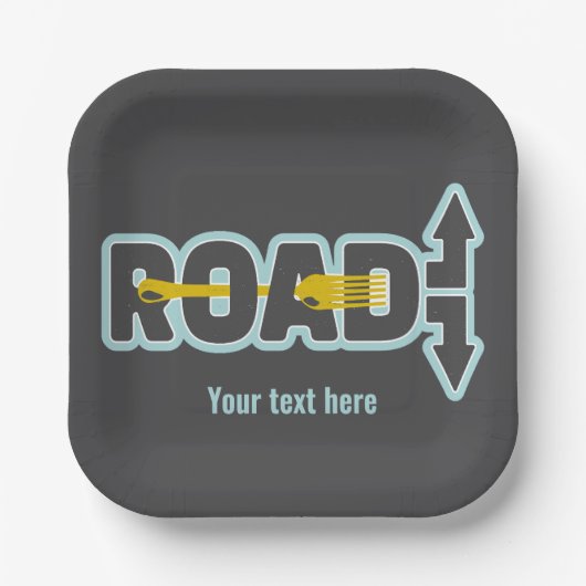 Gabel in der Straße typografische Kunst Pappteller (Vorderseite)