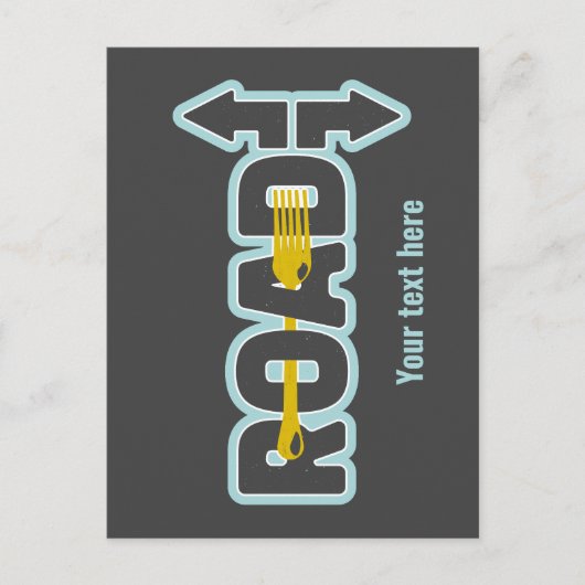 Gabel in der Straße typografische Kunst Postkarte (Vorderseite)