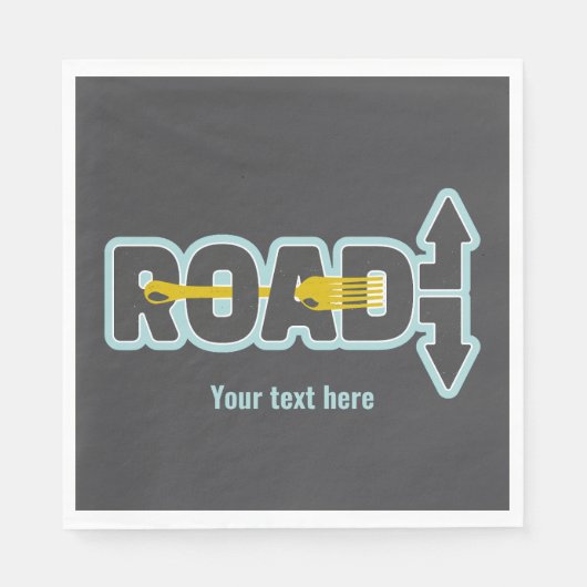 Gabel in der Straße typografische Kunst Serviette (Vorderseite)