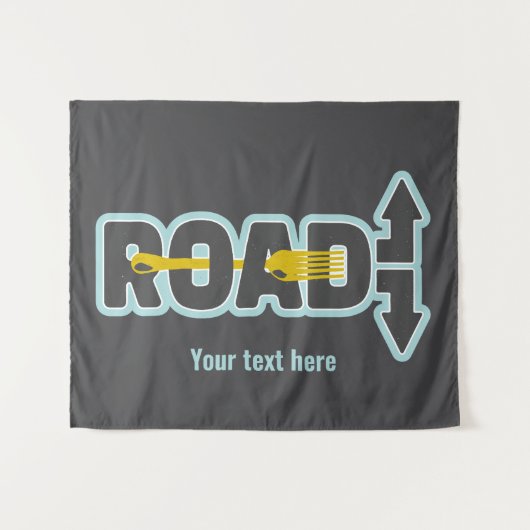 Gabel in der Straße typografische Kunst Wandteppich (Vorderseite (Horizontal))