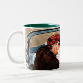 Gabel in der Straße Zweifarbige Tasse (Links)