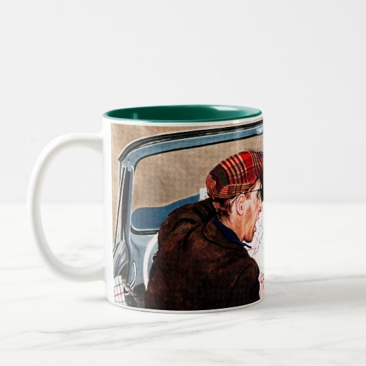 Gabel in der Straße Zweifarbige Tasse (Links)