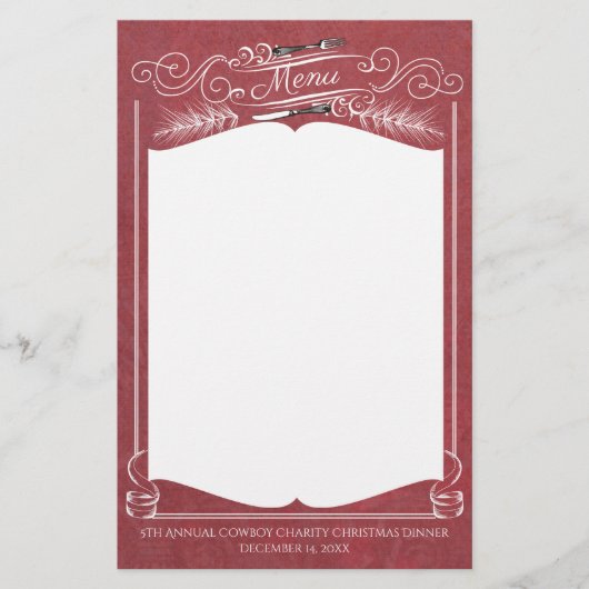 Gabel-Kiefer Weihnachtsfeiertags-Menübriefpapier Briefpapier (Vorderseite)