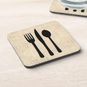 Gabel Knife and Spoon Silverware Art Script Style Getränkeuntersetzer (Linke Seite)