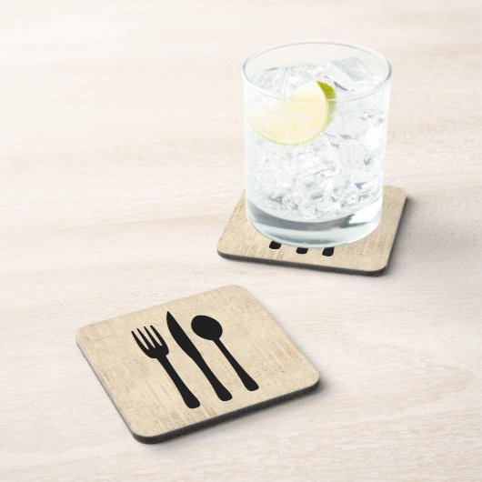Gabel Knife and Spoon Silverware Art Script Style Getränkeuntersetzer (Rechte Seite)