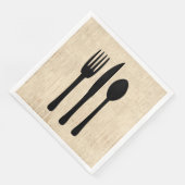 Gabel Knife and Spoon Silverware Art Script Style Serviette (Ecke)