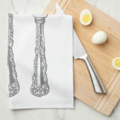 Gabel, Löffel, Küchentuch, Vintag Geschirrtuch (Viertel Falte)