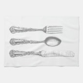 Gabel, Löffel, Küchentuch, Vintag Geschirrtuch (Horizontal)