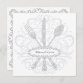 Gabel-Löffel-Messer-Proben-Abendessen-Einladung Einladung (Vorne/Hinten)