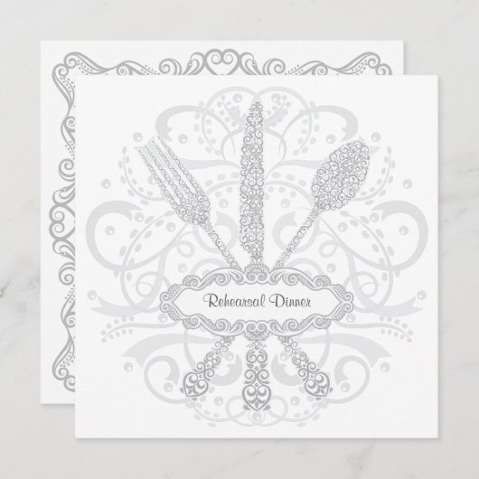 Gabel-Löffel-Messer-Proben-Abendessen-Einladung Einladung (Vorne/Hinten)