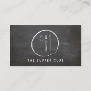 GABEL LÖFFEL MESSER WANDTAFEL LOGO für Restaurant Visitenkarte