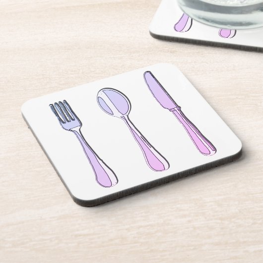 Gabel, Löffel und Messer Getränkeuntersetzer (Linke Seite)