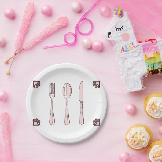 Gabel, Löffel und Messer Pappteller (Party)