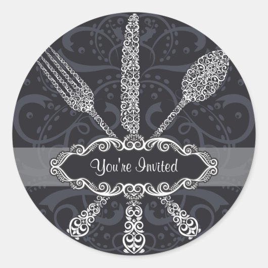 Gabel-Messer-Spoon-Sticker Runder Aufkleber (Vorderseite)