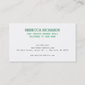 Gabel, Tafel, Knife Logo auf dem grünen Gingham-Ko Visitenkarte (Rückseite)